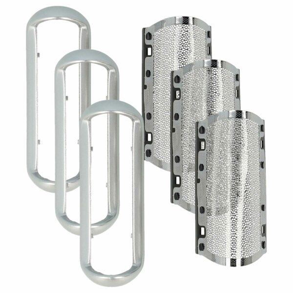 3x Folha de Barbear Compatível com Braun 5S - vhbw com Moldura, Prateada