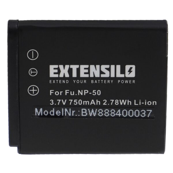 Bateria EXTENSILO compatível com Fujifilm NP-50 - 750mAh, 3.7V, Li-Ion
