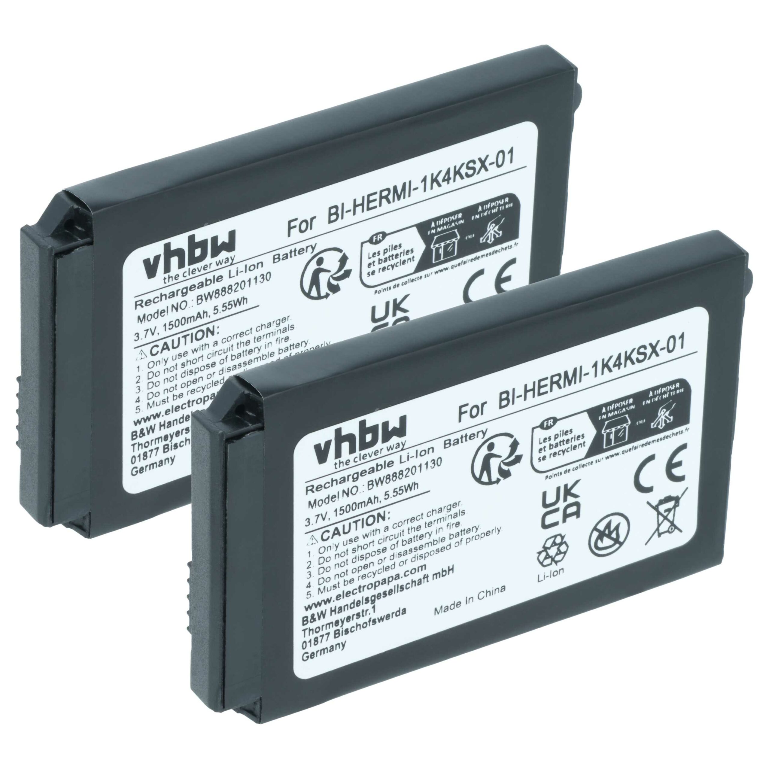 2x Bateria vhbw substitui Cisco BI-HERMI-1K4KSX-01 para telefone fixo Cisco - 1500 mAh 3.7 V Li-Ion