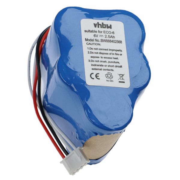 Bateria vhbw 2500mAh 6V NiMH para Ecovacs Deebot D63, D66, D68, D73, D76