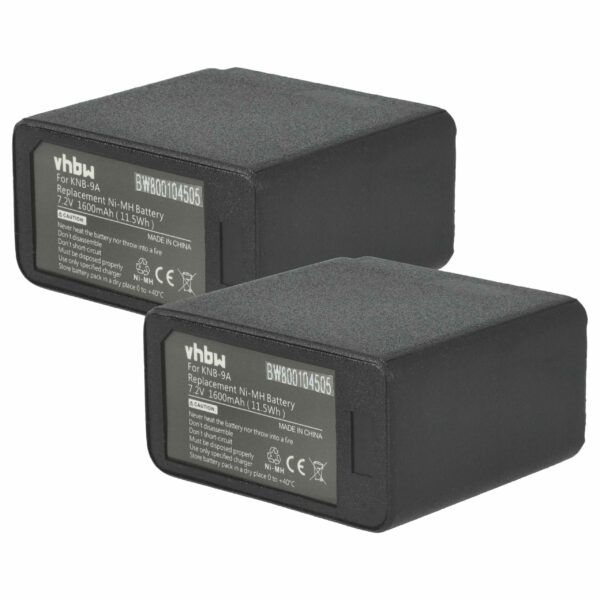 Bateria vhbw 2x para Rádio Kenwood CB - 1600 mAh 7.2V NiMH (Substitui KNB-11A, KNB-11N, KNB-11, KNB-18A, KNB-12, KNB-12A)