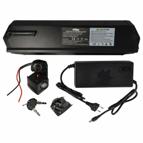 Bateria para E-Bike vhbw substitui DeHawk i5 - 10.4 Ah 48 V Li-Ion com carregador