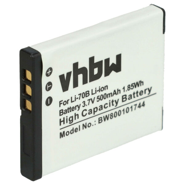 Bateria vhbw substitui Olympus Li-70B - 500mAh, 3.7V, Li-Ion