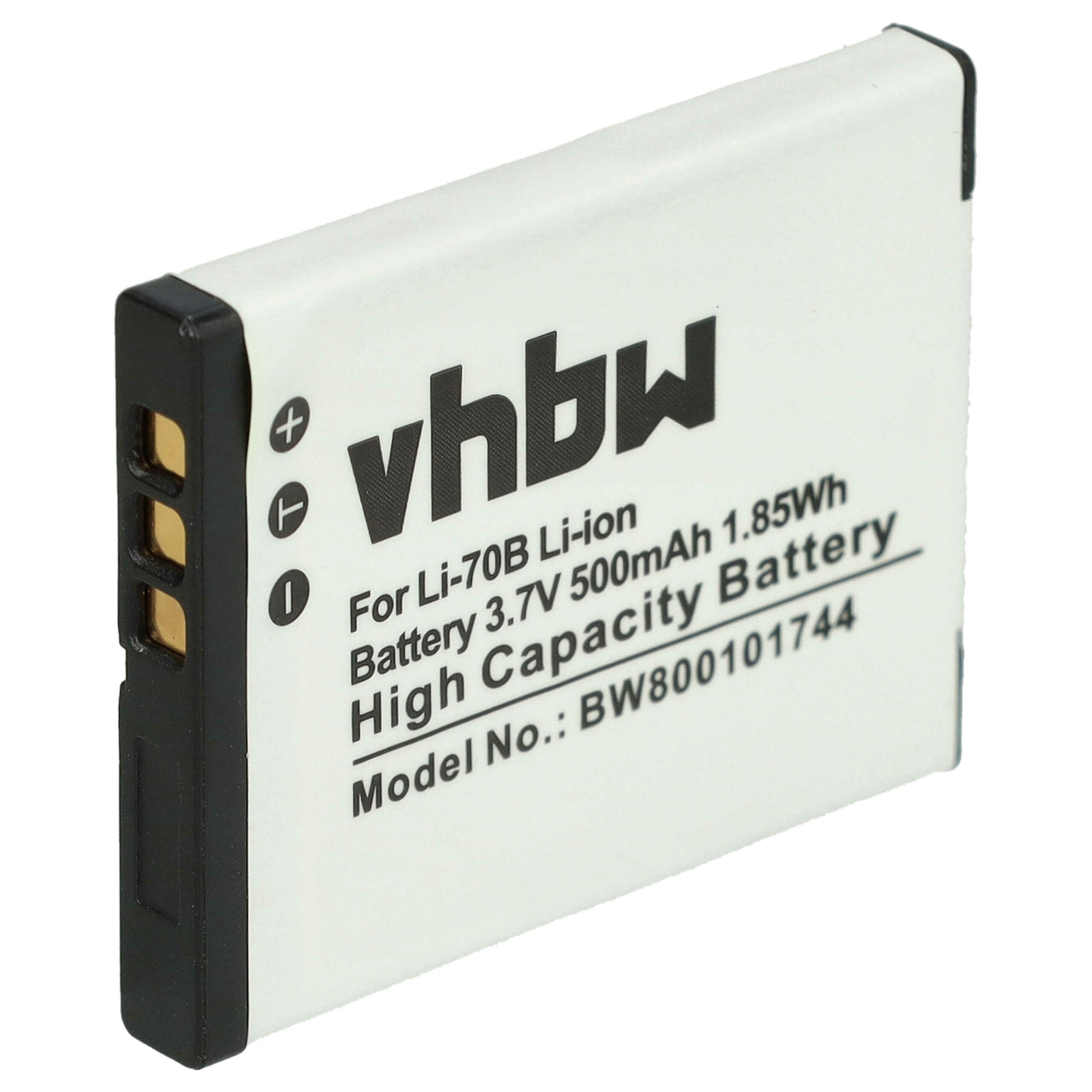 Bateria vhbw substitui Olympus Li-70B - 500mAh, 3.7V, Li-Ion