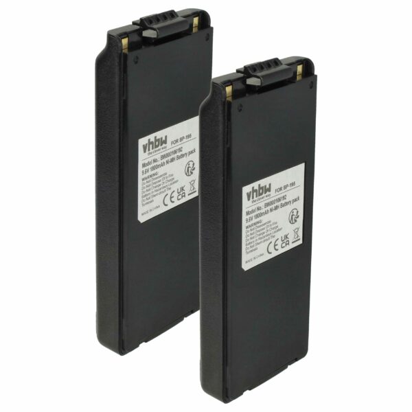 2x Bateria para Rádio Icom BP-195, BP-196H, BP-196, BP-196R - 1800 mAh 9.6 V NiMH + Clip de Cinto vhbw