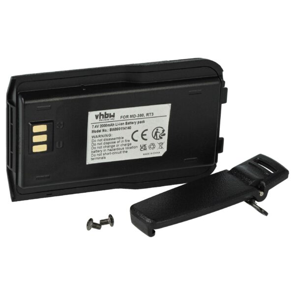 Bateria vhbw RT3 2000 mAh 7.4V Li-Ion com Clip para Retevis/TYT/Tytera