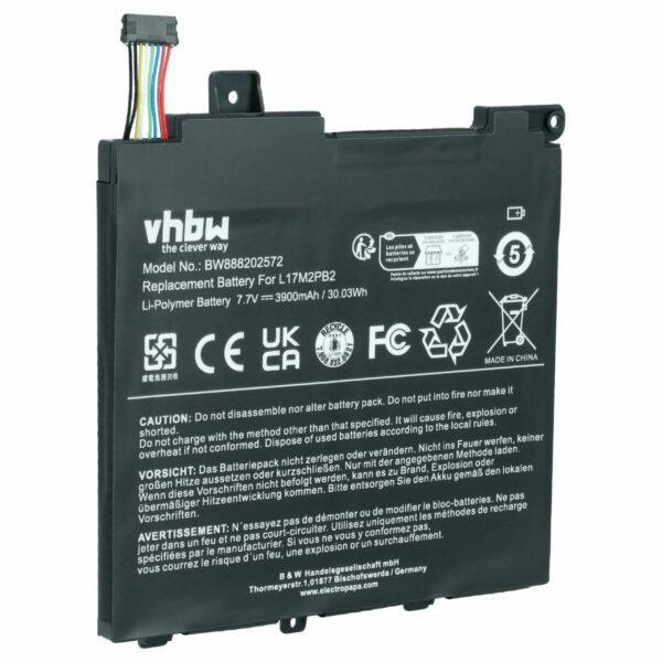 Bateria vhbw para Lenovo - 3900 mAh 7.7 V Li-polímero (5B10P53997, 5B10P54001, 5B10P54006, 5B10W67379)