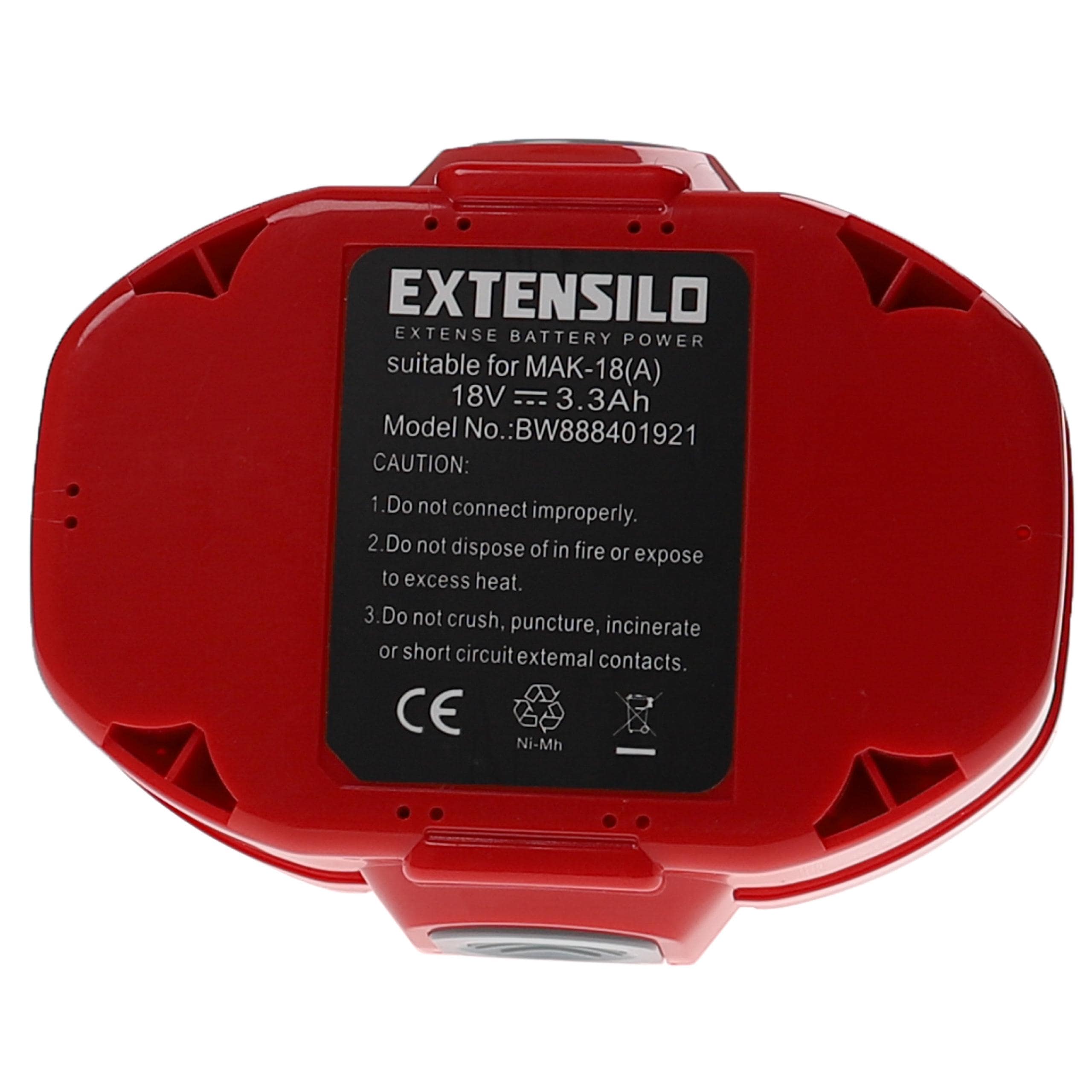 Bateria EXTENSILO para Makita 1835, 1822, 1833, 1823, 1835F, 1834 - 18V 3300 mAh NiMH - Image 2