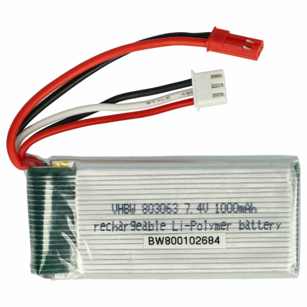 Bateria vhbw 1000 mAh 7.4 V Li-polymer para Veículos Telecomandados - JST-SYP-2P