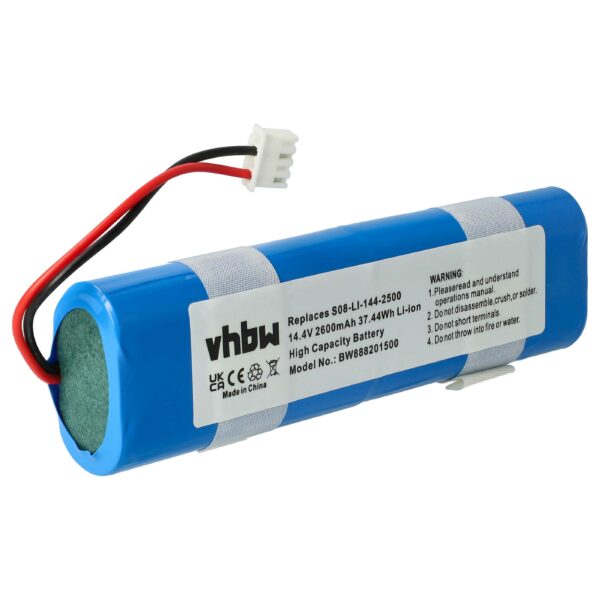 Bateria vhbw 2600mAh 14.4V Li-Ion compatível com Ecovacs S08-LI-144-2500