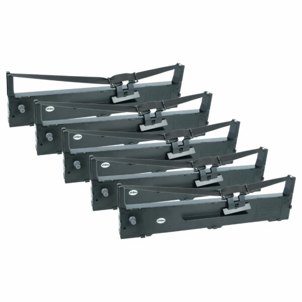 Conjunto de 5 Fitas de Tinta Compatíveis com Epson C13S015337 para Impressoras Matriciais e de Recibos - Preto
