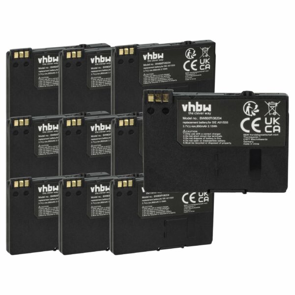 Bateria para Telemóvel vhbw 10x Compatível EBA-510, L36145-K1310-X401, BASIC56 - 850 mAh 3.7V Li-Ion