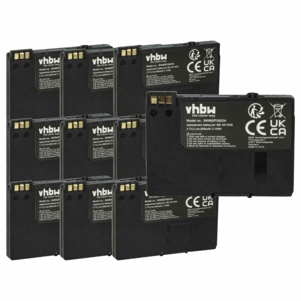 Bateria para Telemóvel vhbw 10x Compatível EBA-510, L36145-K1310-X401, BASIC56 - 850 mAh 3.7V Li-Ion