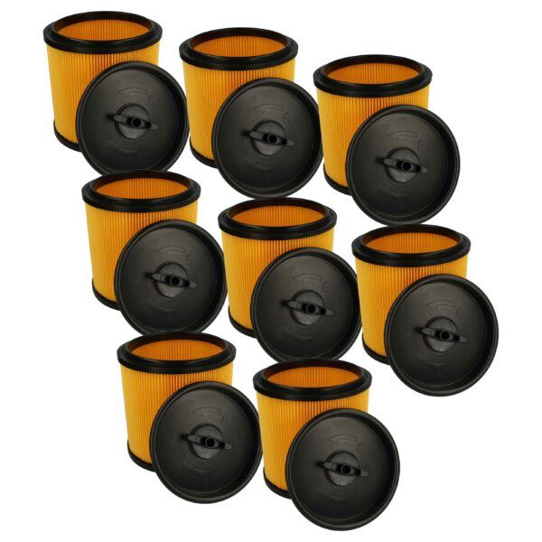 8x Filtro Cartucho para Aspirador Parkside / Grizzly 91092030 vhbw - Preto/Amarelo