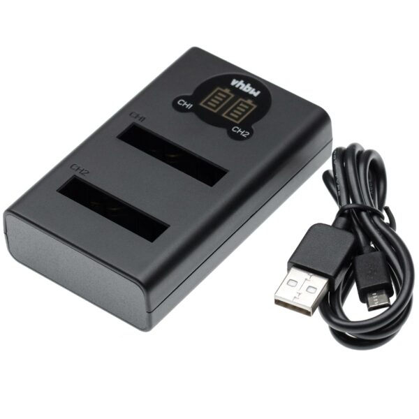 Carregador de Bateria Micro-USB + USB-C para Canon IXUS - 0.7 A, 4.2 V vhbw