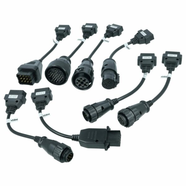 Jogo de 8 Adaptadores OBD2 para Camiões Renault, MAN, Mercedes, Volvo, Scania e Iveco