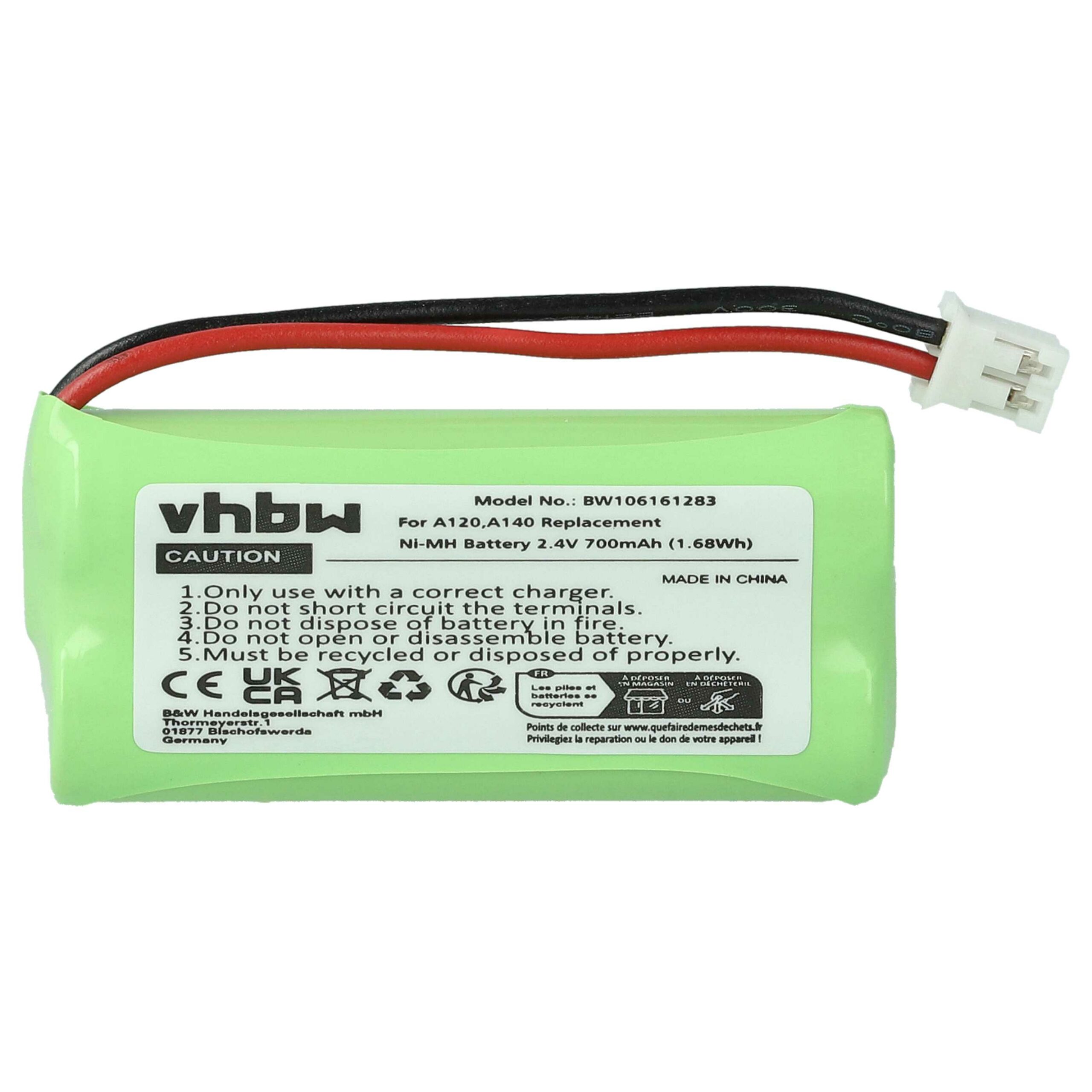 Pack 10x Baterias vhbw 700 mAh 2.4V NiMH para Telefones Fixos T-Com, Siemens, Universum - Image 3