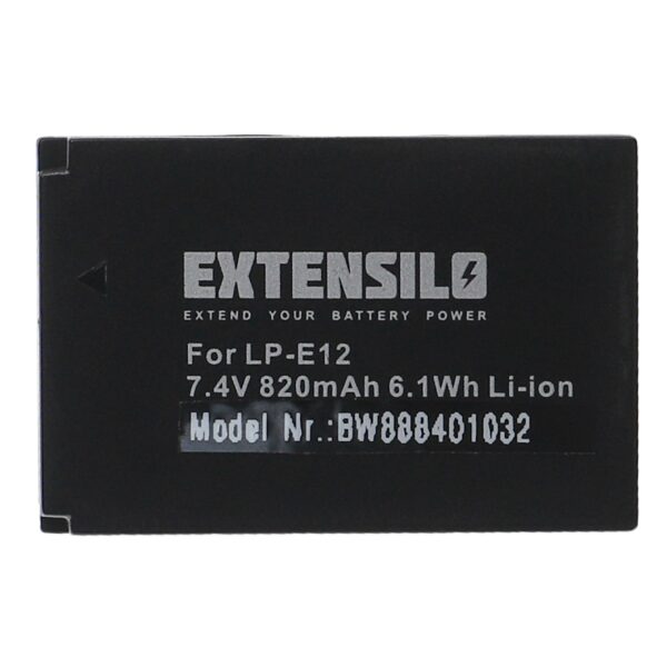 Bateria compatível Canon LP-E12 - EXTENSILO 820mAh 7.4V Li-Ion