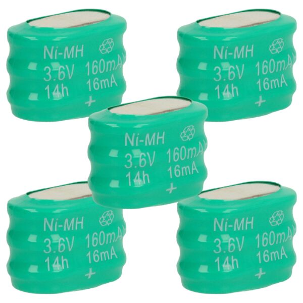Bateria de Botão Recarregável 3/V150H vhbw - 5 unidades 150 mAh 3.6 V NiMH
