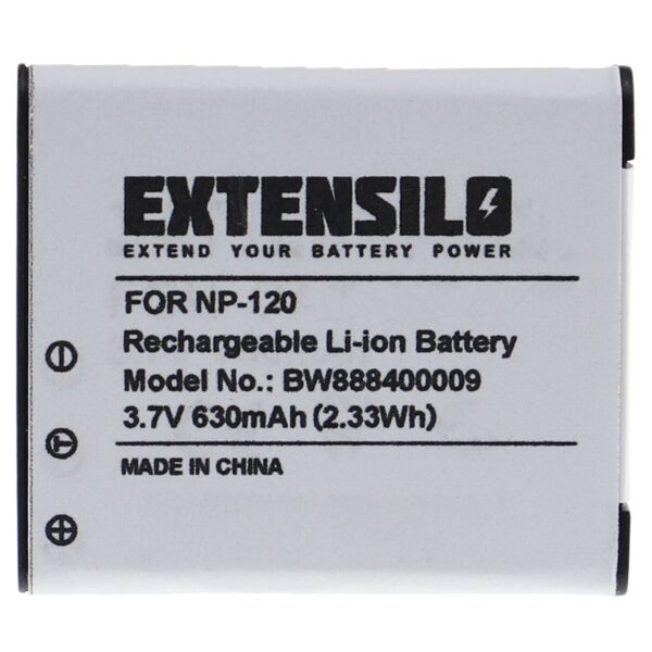 Bateria EXTENSILO para Casio NP-120 / NP-120DBA - 630mAh, 3.7V, Li-Ion
