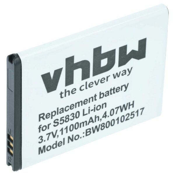 Bateria para Telemóvel vhbw compatível Samsung EB494358VU - 1100 mAh 3.7 V Li-Ion