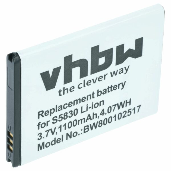 Bateria para Telemóvel vhbw compatível Samsung EB494358VU - 1100 mAh 3.7 V Li-Ion