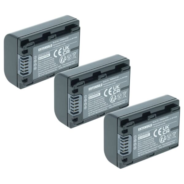 3x Bateria Extensilo para Sony NP-FH70, NP-FH50 - 650mAh, 7.2V
