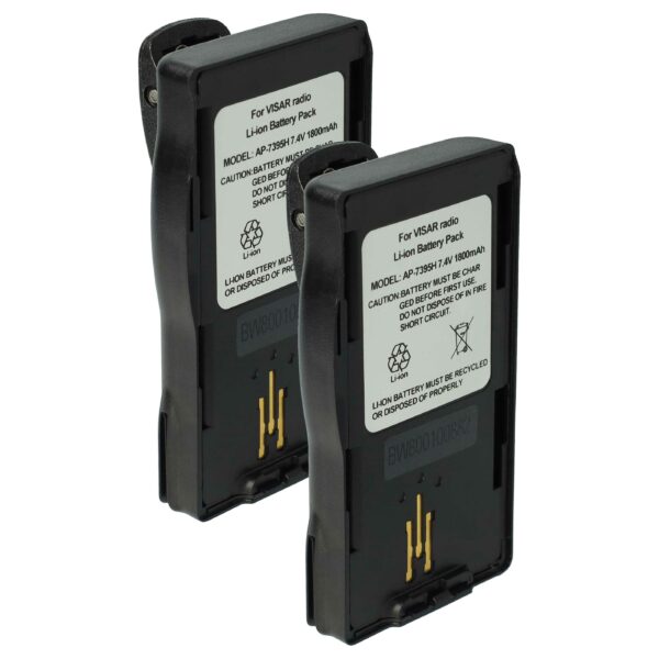 Bateria vhbw 2x para rádio Motorola Visar (1800 mAh, 7,5 V, Li-Ion)