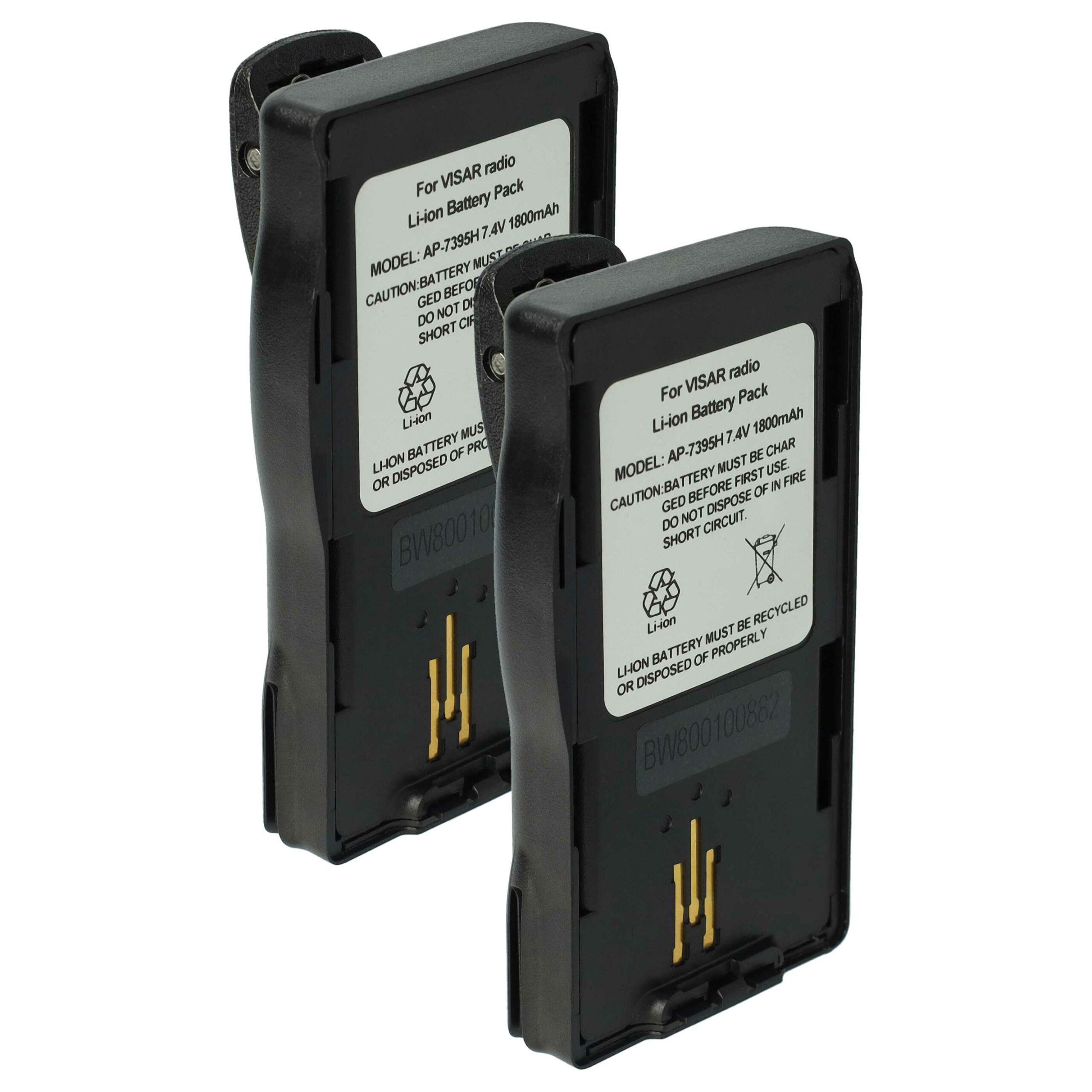 Bateria vhbw 2x para rádio Motorola Visar (1800 mAh, 7,5 V, Li-Ion)
