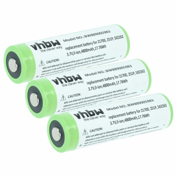 Bateria vhbw 3x 4.8 Ah 3.7V Li-Ion para Lanterna Ledlenser 2S1P 502262