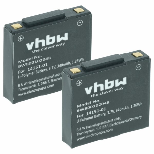 Bateria para Auscultador Wireless GN Netcom 2901-249 - vhbw 340 mAh 3.7 V Li-polymer (Pack 2x)