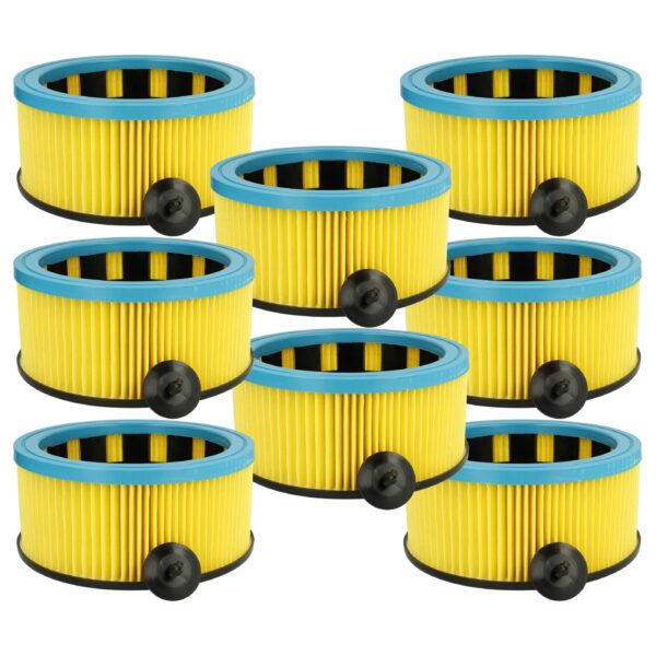 8x Filtro de Cartucho Substituto Metabo 631753000 para Aspirador Hitachi, Preto/Azul/Amarelo