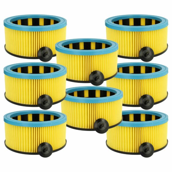 8x Filtro de Cartucho Substituto Metabo 631753000 para Aspirador Hitachi, Preto/Azul/Amarelo