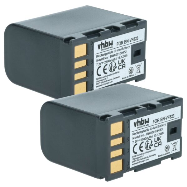 Pack 2 Baterias vhbw para Câmara JVC BN-VF823, BN-VF808, BN-VF815 2100 mAh 7.2 V