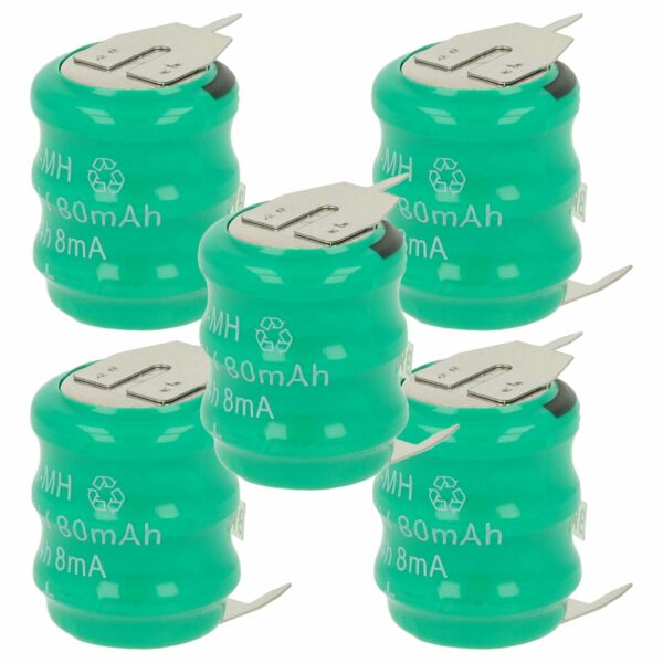 Bateria Recarregável Tipo V80H 3 Pinos vhbw 80 mAh 3.6V NiMH para Lâmpadas Solares e Modelismo