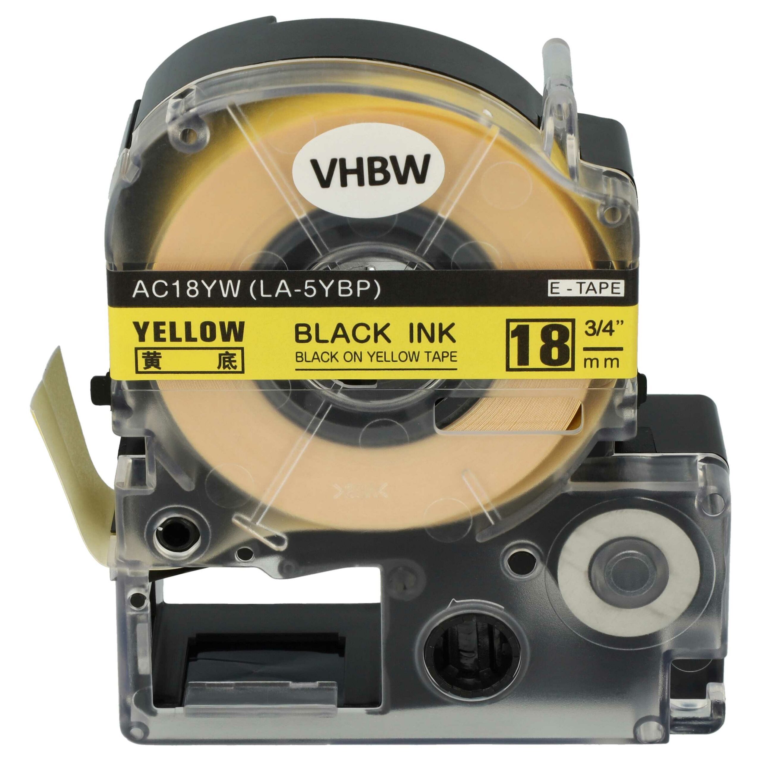 Fita de Etiquetadora Compatível Epson LC-5YBW - 18 mm Preto sobre Amarelo - Image 3