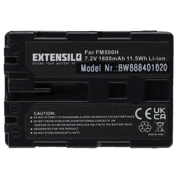 Bateria EXTENSILO NP-FM500H para Sony e Hasselblad - 1600mAh, 7.2V, Li-Ion