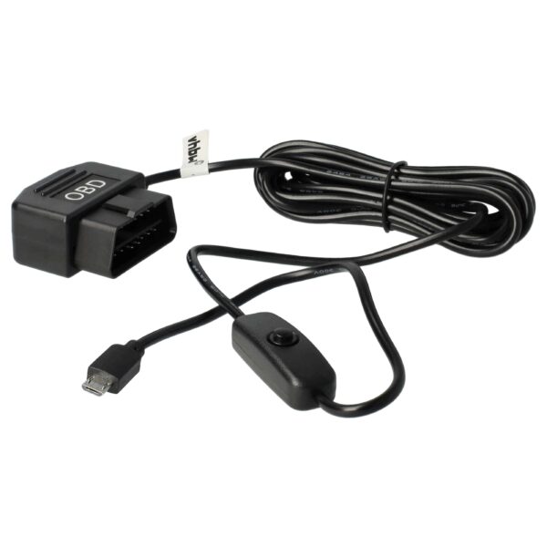 Cabo Carregador OBD2 para micro-USB vhbw para Dashcam e GPS 3.5m