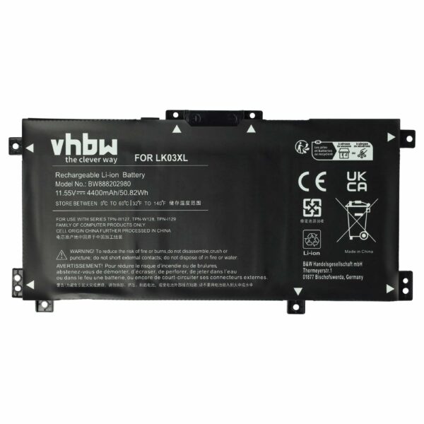 Bateria vhbw para HP Notebook 4400 mAh 11.55V Li-polímero - Compatível com 916368-541, 916368-421, HSTNN-LB7U, 916814-855