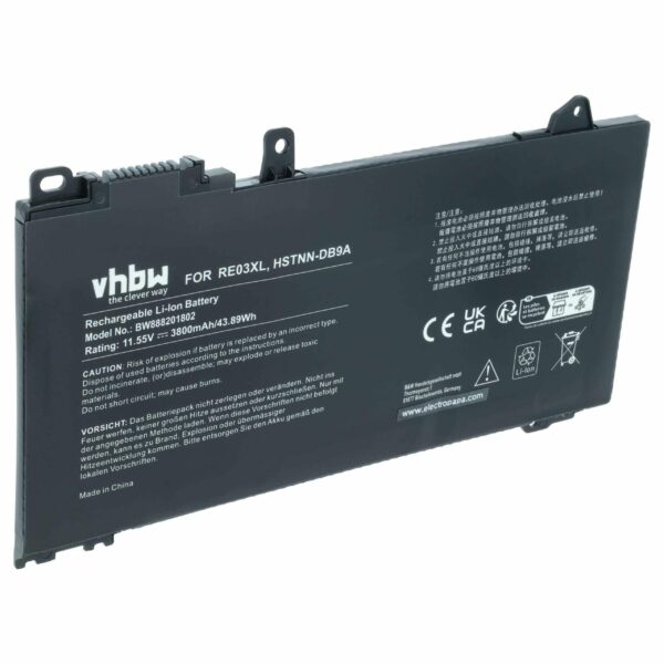 Bateria vhbw para HP - Substitui HSTNN-UB7R, HSTNN-OB1C, HSTNN-DB9A - 3800 mAh 11.55 V Li-polímero