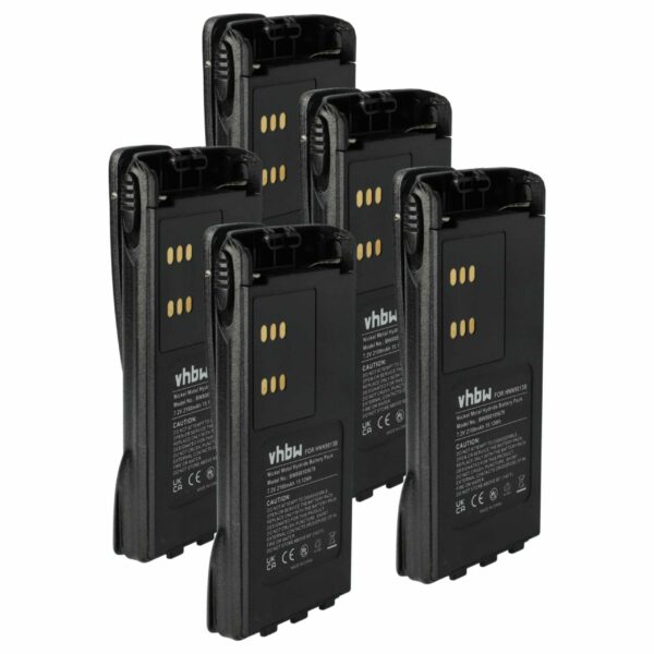 Bateria vhbw 5x para Rádios Motorola HMNN4151, HMNN4154, HNN4001, HMNN4158, HMNN4159 - 2100 mAh 7.2 V NiMH