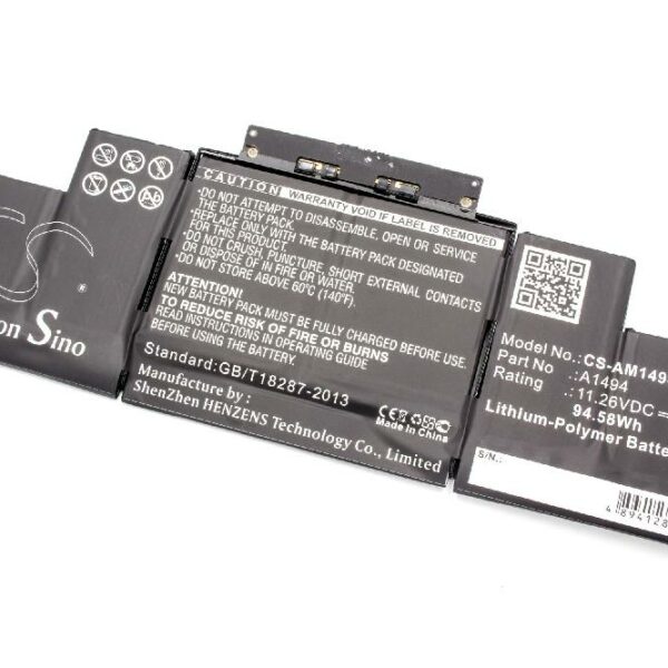 Bateria para Portátil vhbw compatível com A1494 - 8400 mAh 11.26 V Li-polímero, preta