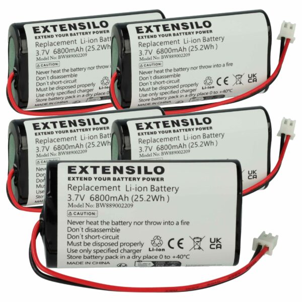 5x Bateria EXTENSILO compatível Sigor 4508401 - 6800 mAh 3.7 V Li-Ion