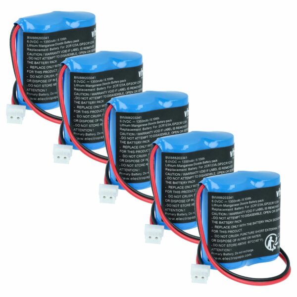 Bateria vhbw 6V Li-MnO2 para Sensores de Movimento Visonic EVE2CR17450-C - 1350 mAh (Pack 5x)