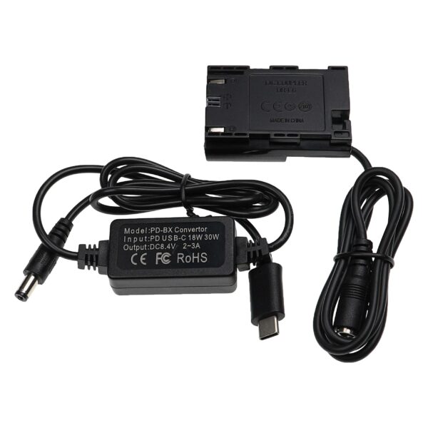 Alimentação USB vhbw ACK-E6 para Canon com Acoplador DC - 2 m, 8.4 V 3.0 A