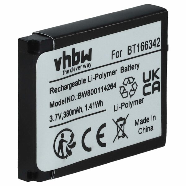 Bateria vhbw para Smartwatch Simvalley - 380 mAh 3.7V Li-polymer (BT166342, PX8914-944, BT266342)