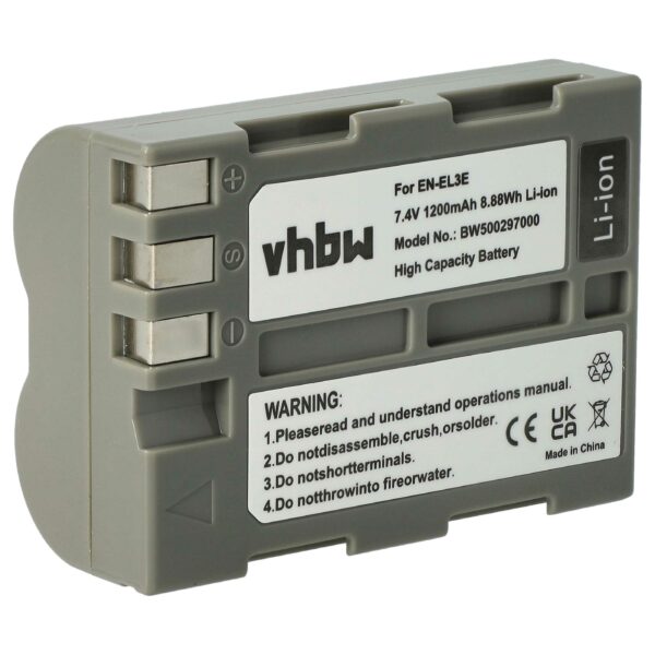 Bateria de Substituição para Nikon EN-EL3e - 1200mAh, 7.2V, Li-Ion
