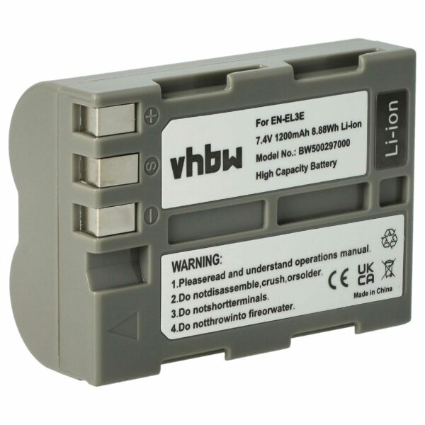 Bateria de Substituição para Nikon EN-EL3e - 1200mAh, 7.2V, Li-Ion