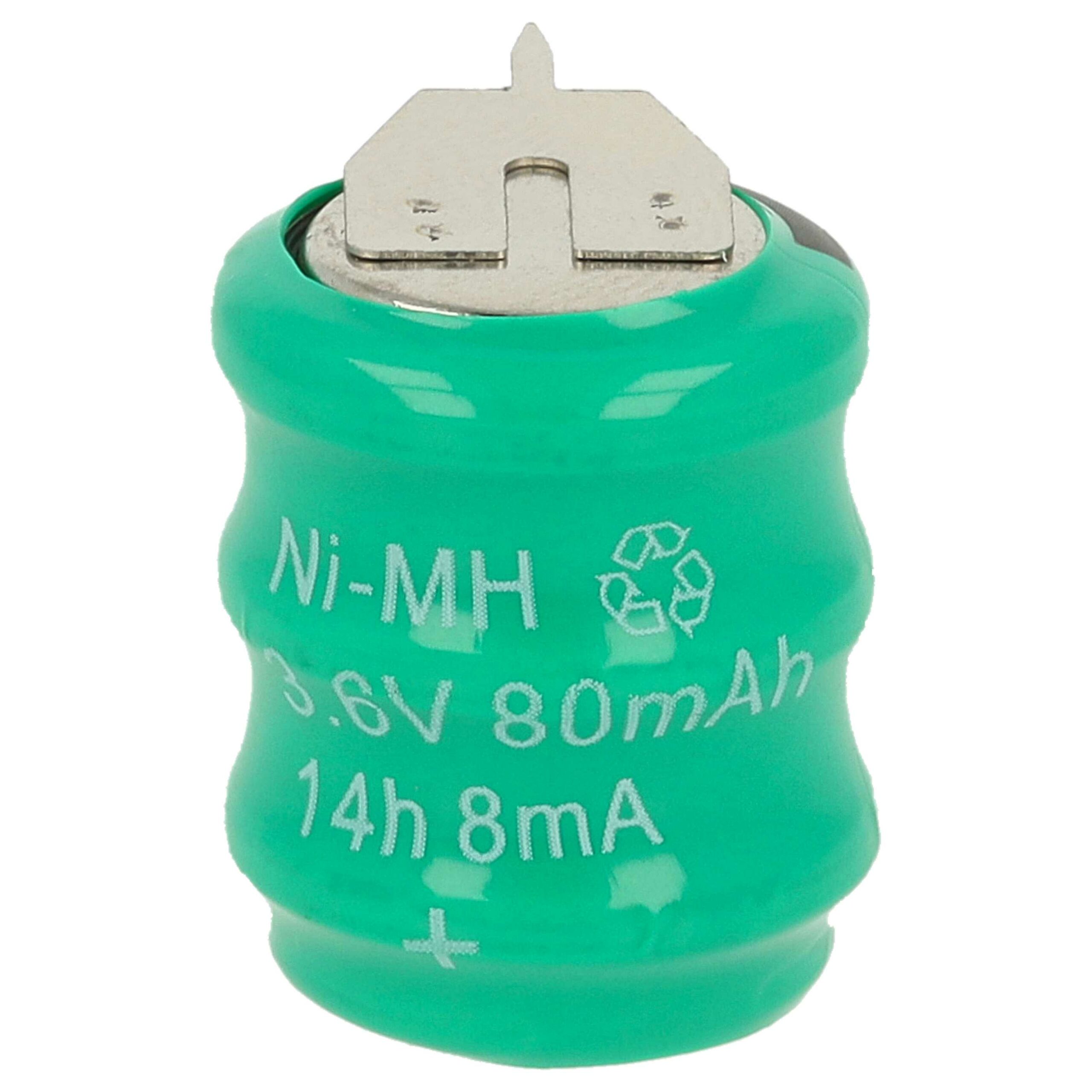 10x Bateria Botão vhbw Tipo V80H 3 Pinos para Modelismo e Lâmpadas Solares - 80 mAh 3,6 V NiMH - Image 3