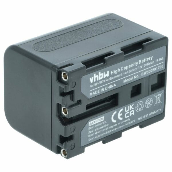 Bateria para Câmara de Vídeo Sony - Compatível NP-FM30, NP-FM50, NP-FM70, NP-FM90, NP-FM91, NP-QM51 - 2000 mAh 7.2V Li-Ion
